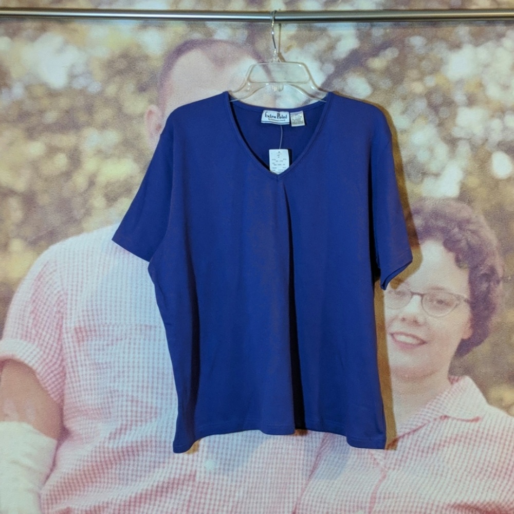 Purple 2X Short Sleeve V-Neck T-Shirt